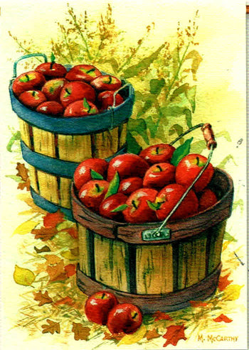 APPLE BASKETS AND CORNSTALKS