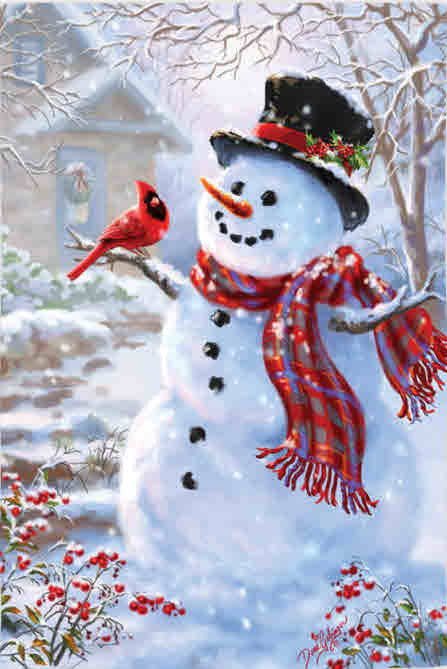 SNOWMAN & FEATHERED FRIEND